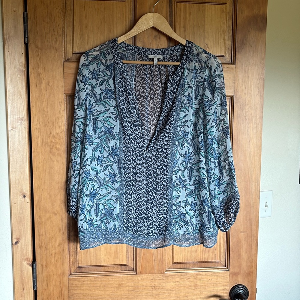 Joie | Boho Blue Silk Floral Blouse